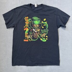 Harley Davidson Tshirt Mens Large Black Feeling Lucky Las Vegas St Patrick Day